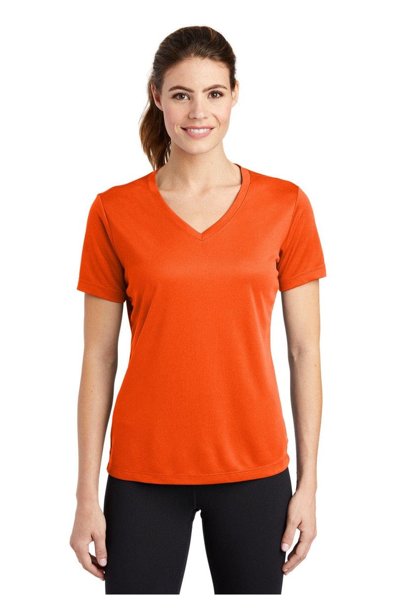 Sport-Tek T-Shirts XS / Neon Orange Sport-Tek LST340: Ladies PosiCharge RacerMesh V-Neck Tee