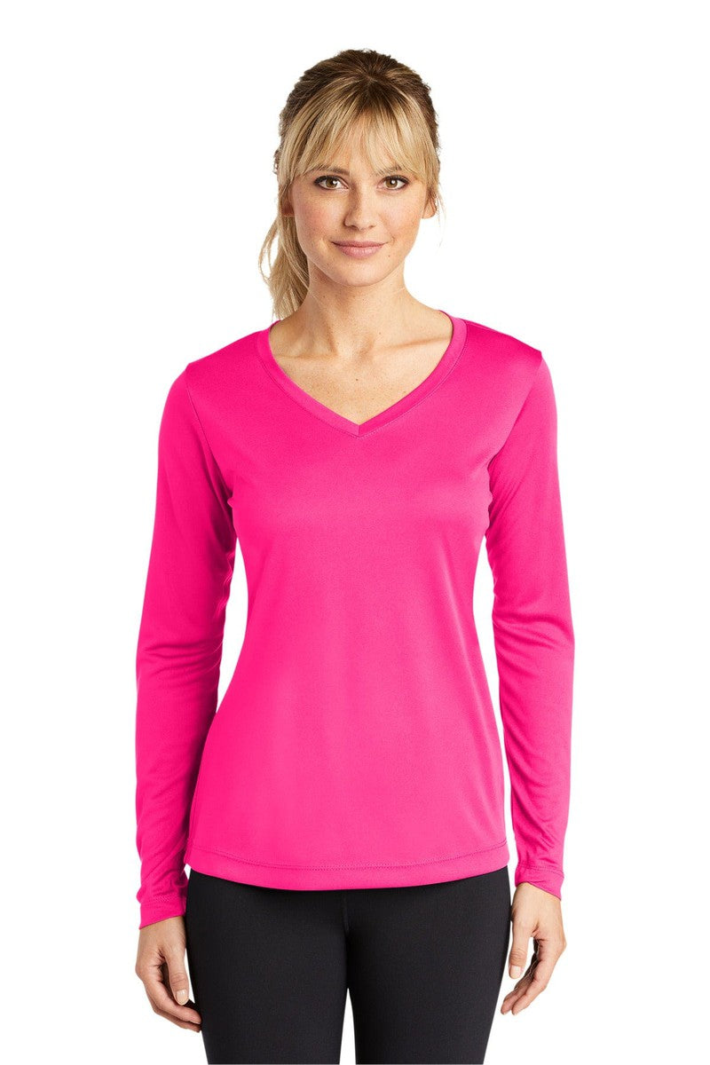 Sport-Tek T-Shirts XS / Neon Pink Sport-Tek LST353LS: Ladies Long Sleeve PosiCharge Competitor V-Neck Tee.