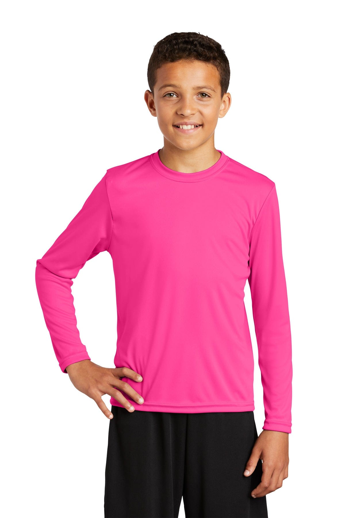 Sport-Tek T-Shirts XS / Neon Pink Sport-Tek YST350LS: Youth Long Sleeve PosiCharge Competitor Tee