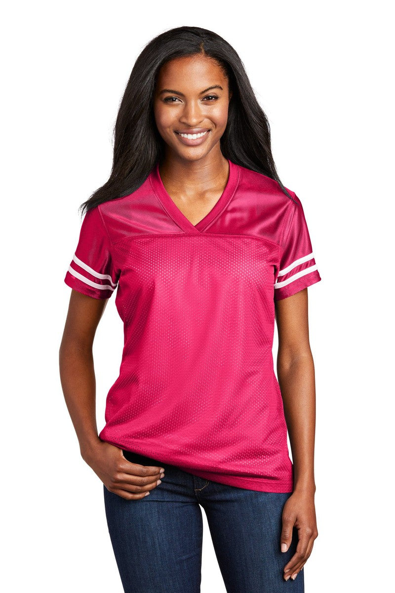 Sport-Tek T-Shirts XS / Pink Raspberry/ White Sport-Tek LST307: Ladies PosiCharge Replica Jersey