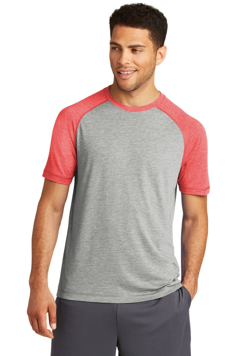 Sport-Tek T-Shirts XS / True Red Heather/ Light Grey Heather Sport-Tek ST400: PosiCharge Tri-Blend Wicking Raglan Tee
