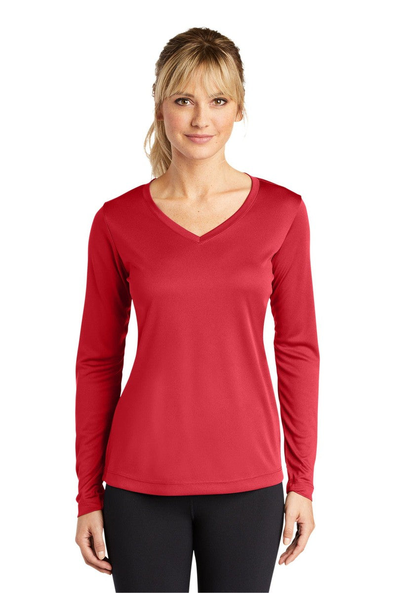 Sport-Tek T-Shirts XS / True Red Sport-Tek LST353LS: Ladies Long Sleeve PosiCharge Competitor V-Neck Tee