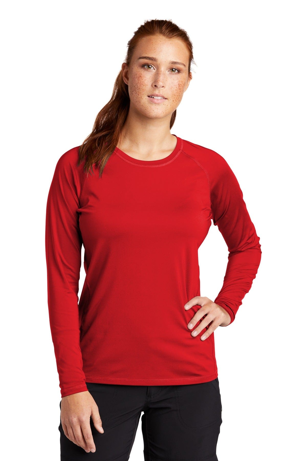 Sport-Tek T-Shirts XS / True Red Sport-Tek LST470LS Ladies Long Sleeve Rashguard Tee