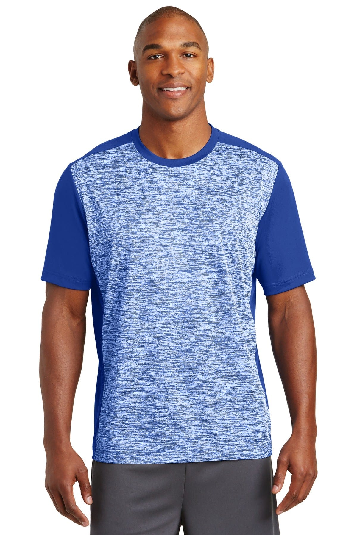 Sport-Tek T-Shirts XS / True Royal Electric/ True Royal DISCONTINUED  Sport-Tek ®  PosiCharge ®  Electric Heather Colorblock Tee. ST395
