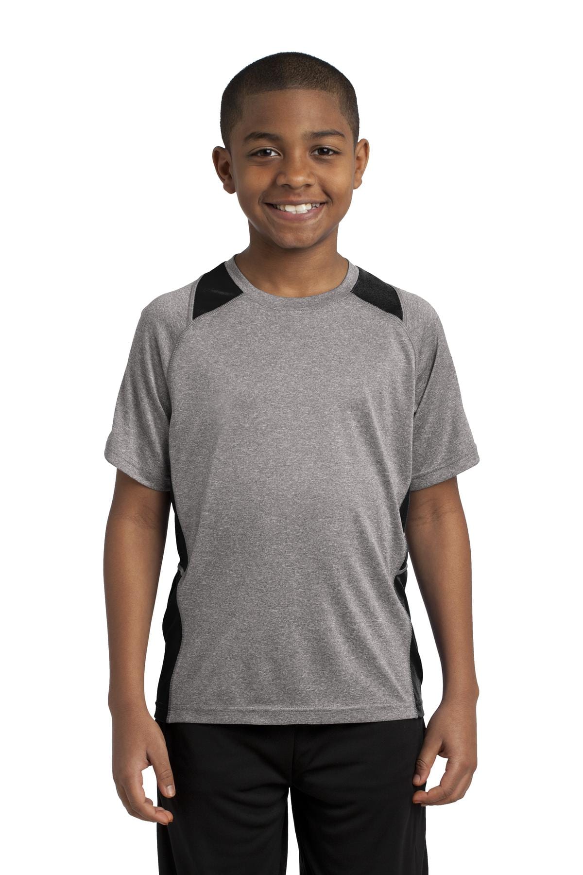 Sport-Tek T-Shirts XS / Vintage Heather/ Black Sport-Tek YST361: Youth Heather Colorblock Contender Tee