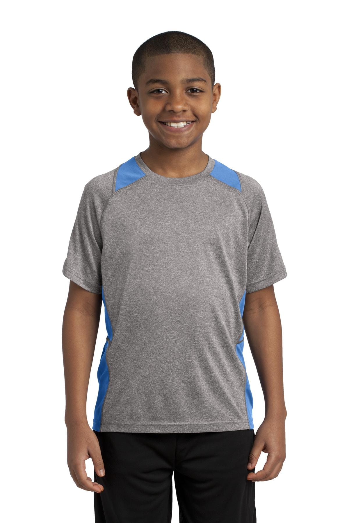 Sport-Tek T-Shirts XS / Vintage Heather/ Carolina Blue Sport-Tek YST361: Youth Heather Colorblock Contender Tee