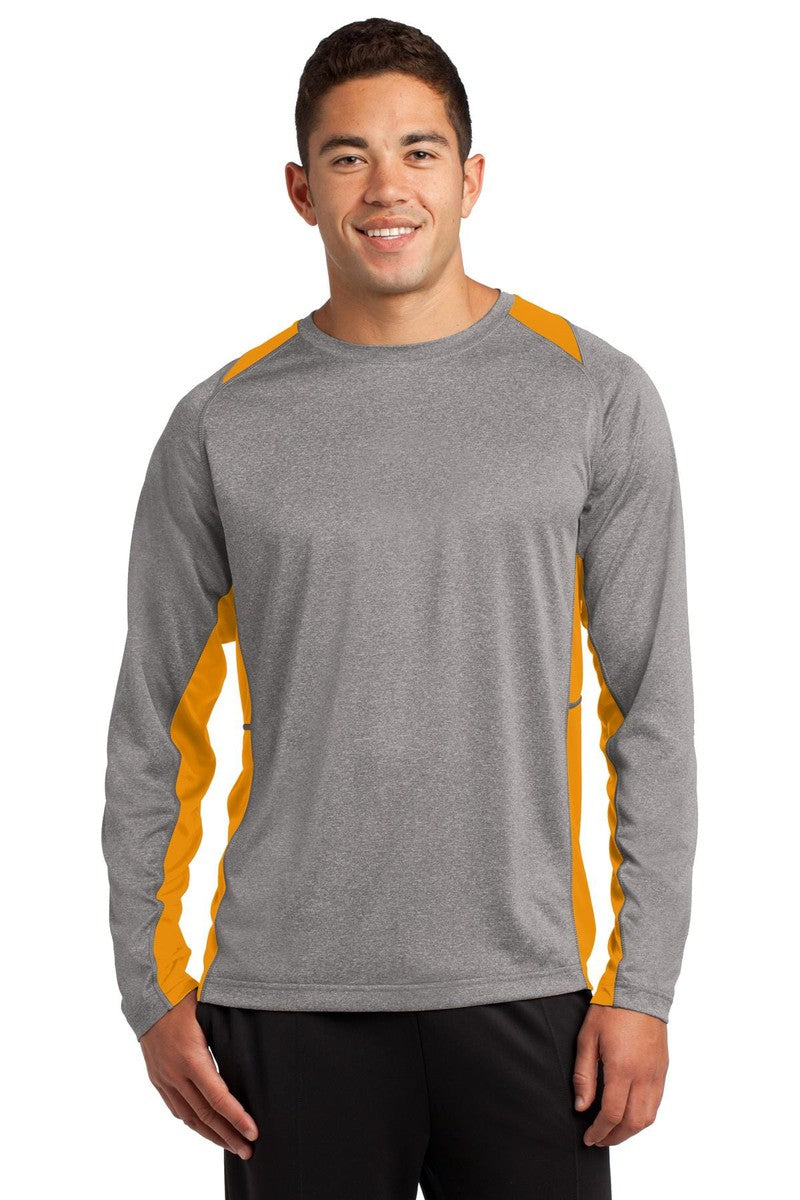 Sport-Tek T-Shirts XS / Vintage Heather/ Gold Sport-Tek ST361LS Long Sleeve Heather Colorblock Contender Tee