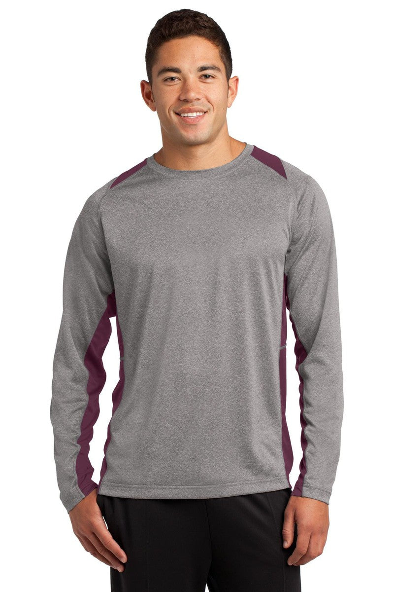 Sport-Tek T-Shirts XS / Vintage Heather/ Maroon Sport-Tek ST361LS Long Sleeve Heather Colorblock Contender Tee