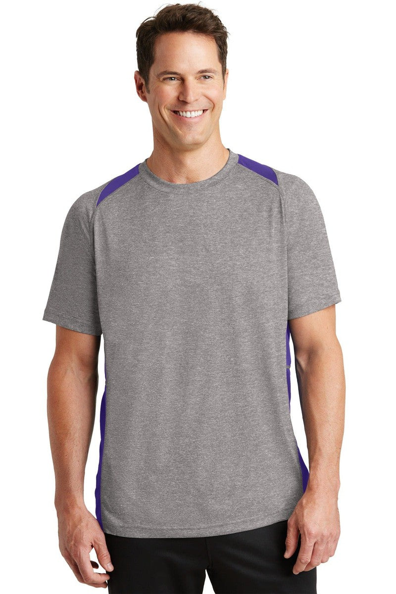 Sport-Tek T-Shirts XS / Vintage Heather/ Purple Sport-Tek ST361: Heather Colorblock Contender Tee