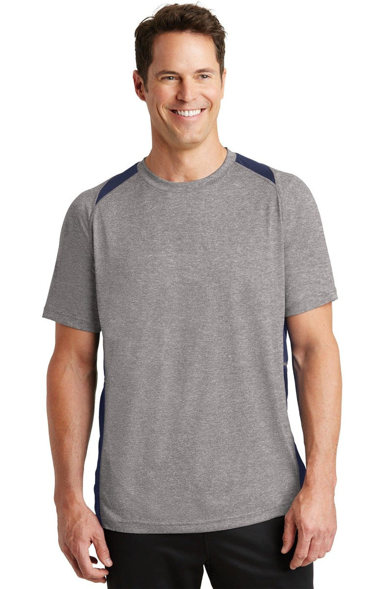 Sport-Tek T-Shirts XS / Vintage Heather/ True Navy Sport-Tek ST361: Heather Colorblock Contender Tee