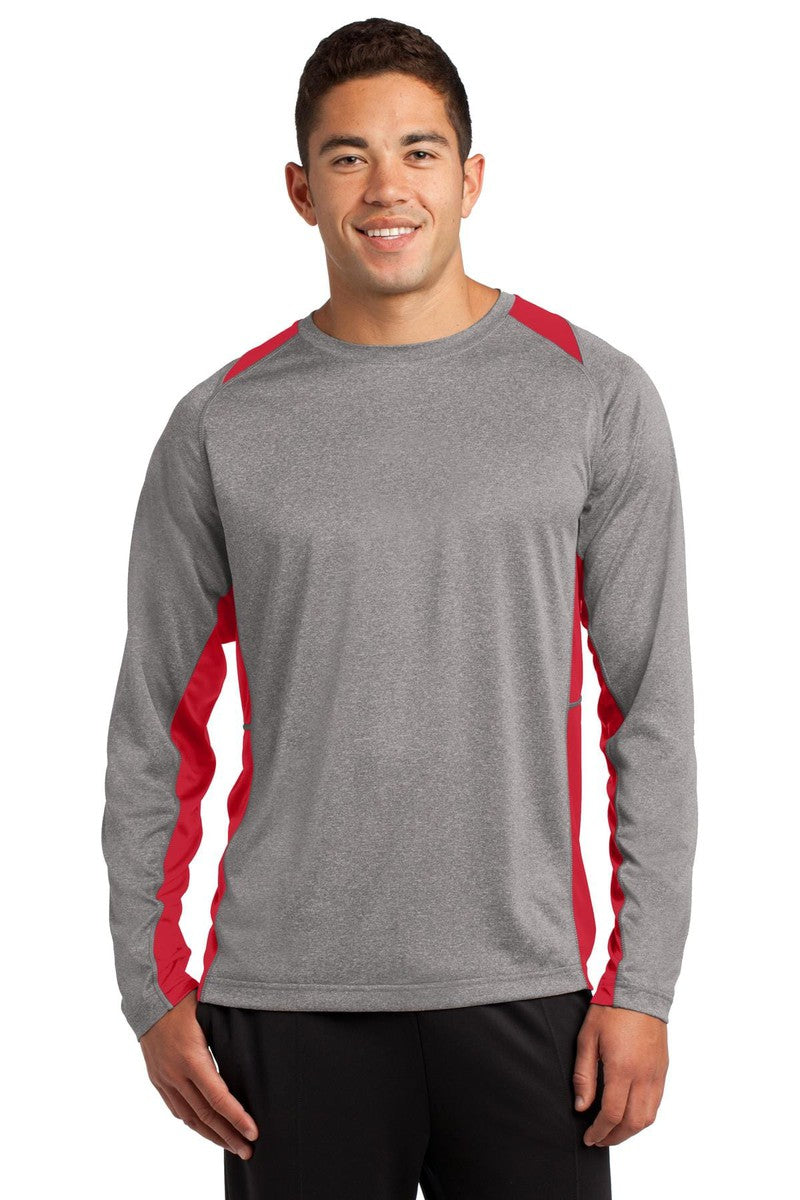 Sport-Tek T-Shirts XS / Vintage Heather/ True Red Sport-Tek ST361LS Long Sleeve Heather Colorblock Contender Tee