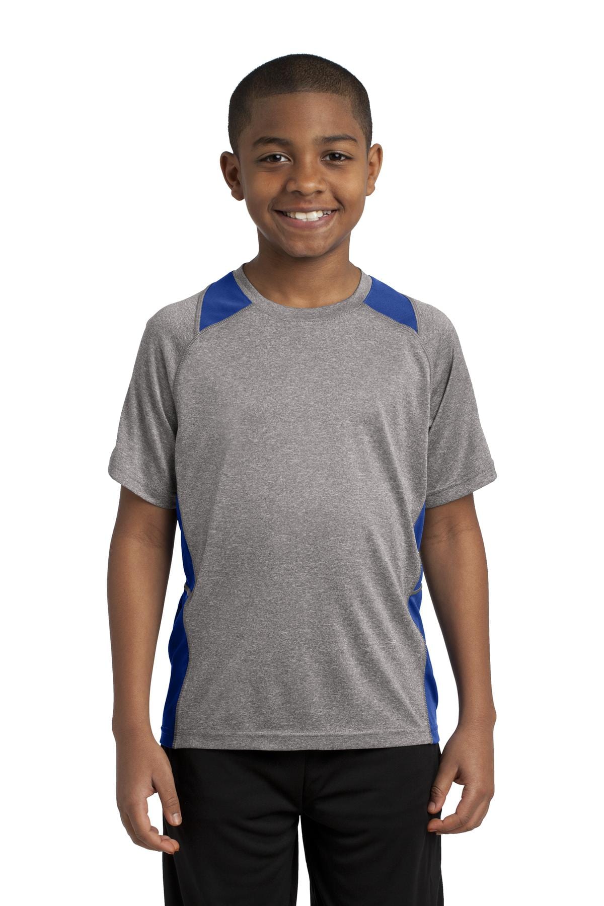 Sport-Tek T-Shirts XS / Vintage Heather/ True Royal Sport-Tek YST361: Youth Heather Colorblock Contender Tee