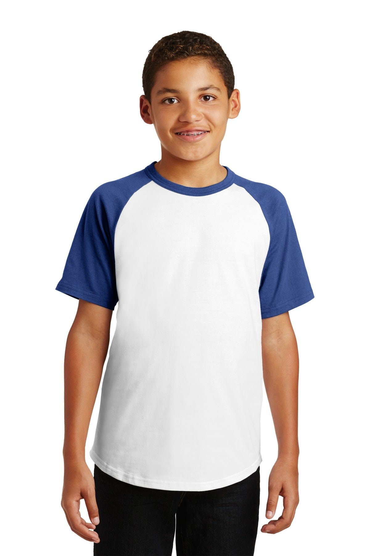 Sport-Tek YT201: Youth Short Sleeve Colorblock Raglan Jersey