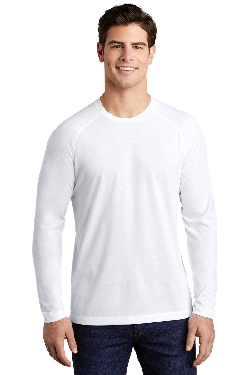 Sport-Tek T-Shirts XS / White Triad Solid Sport-Tek ST400LS: PosiCharge Long Sleeve Tri-Blend Wicking Raglan Tee