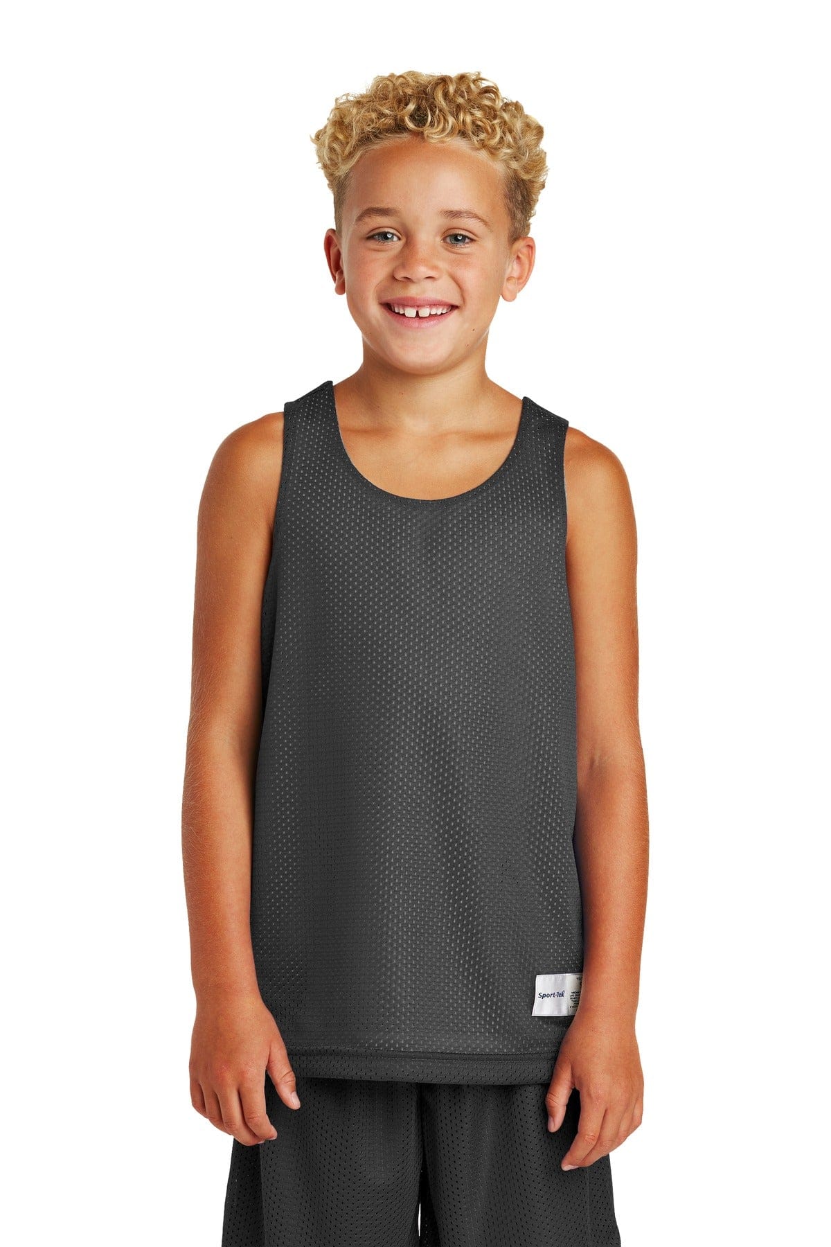 Sport-Tek Tank Tops XS / Iron Grey/ White Sport-Tek YST500: Youth PosiCharge Classic Mesh Reversible Tank