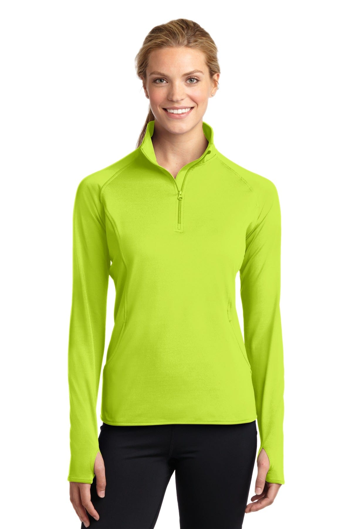 Sport-Tek XL / Charge Green Sport-Tek LST850: Ladies Sport-Wick Stretch 1/2-Zip Pullover