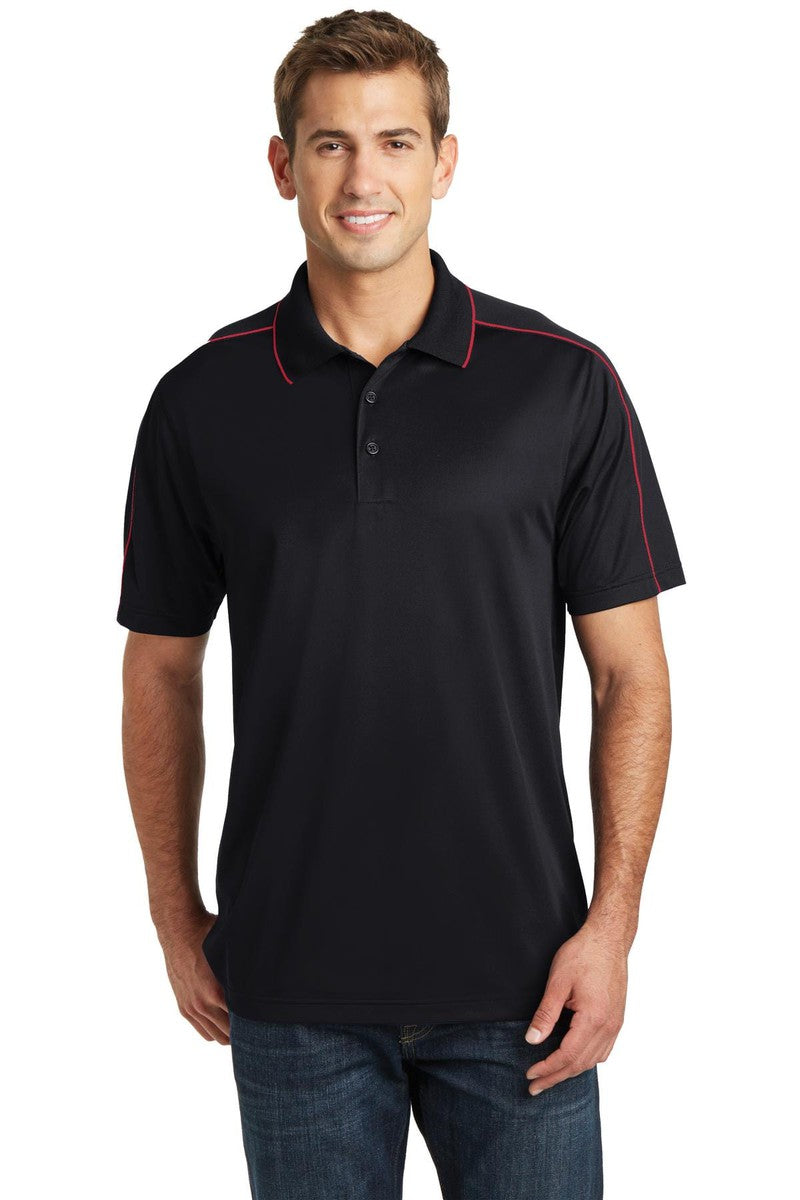 Sport-Tek XS / Black/ True Red Sport-Tek ST653: Micropique Sport-Wick Piped Polo