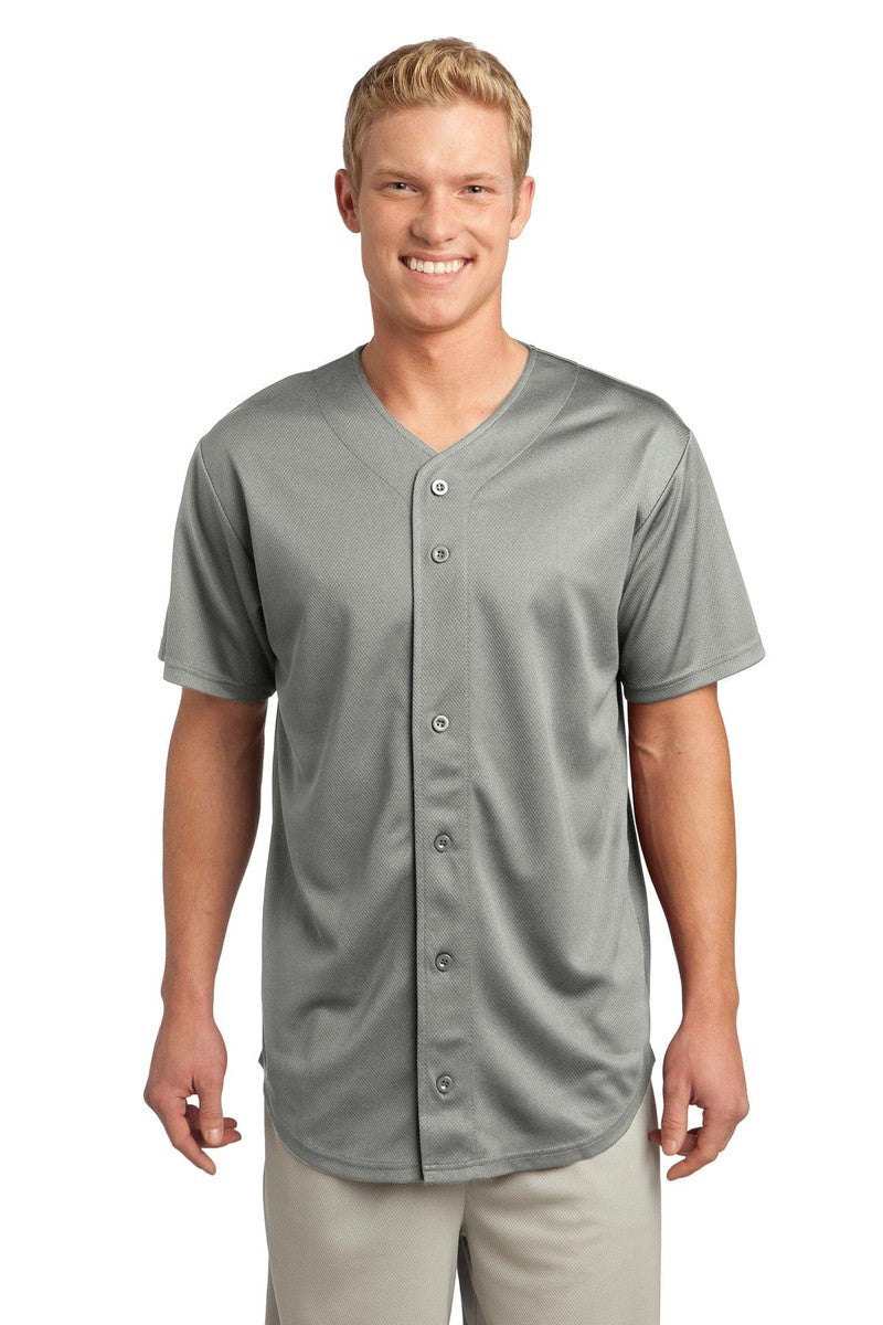 Sport-Tek XS / Silver Sport-Tek ST220: PosiCharge Tough Mesh Full-Button Jersey