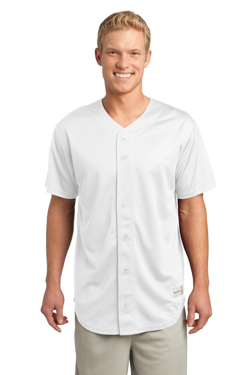Sport-Tek XS / White Sport-Tek ®  PosiCharge ®  Tough Mesh Full-Button Jersey. ST220, Basic Colors