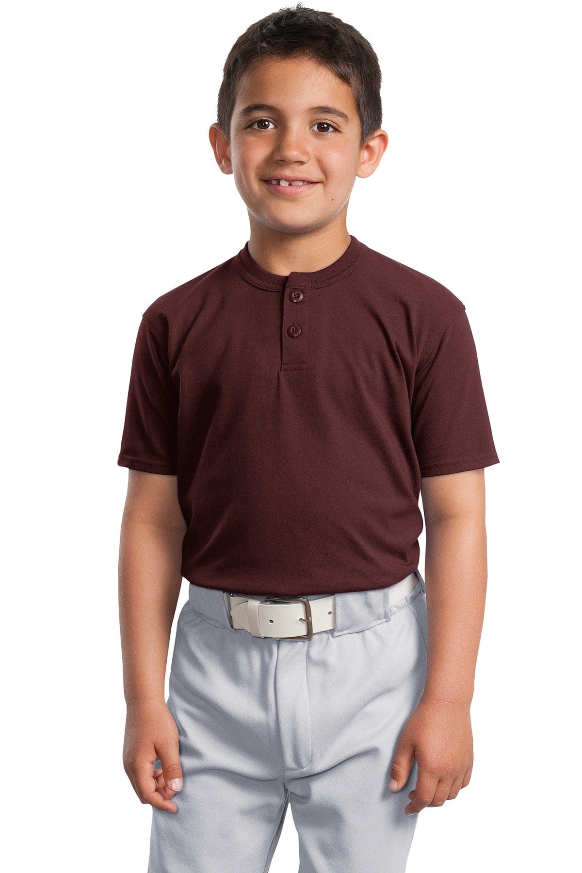 Sport-Tek Youth DISCONTINUED  Sport-Tek ®  Youth Short Sleeve Henley. YT210