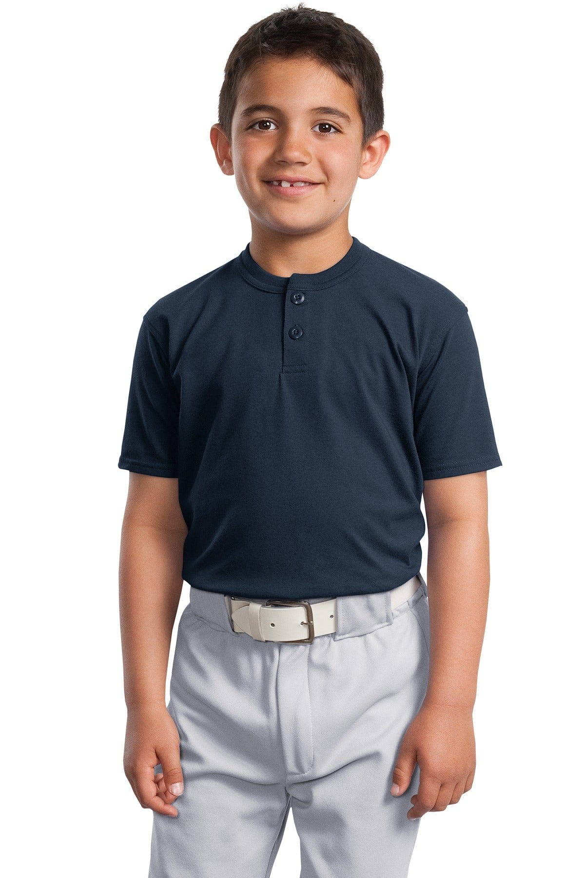 Sport-Tek Youth DISCONTINUED  Sport-Tek ®  Youth Short Sleeve Henley. YT210