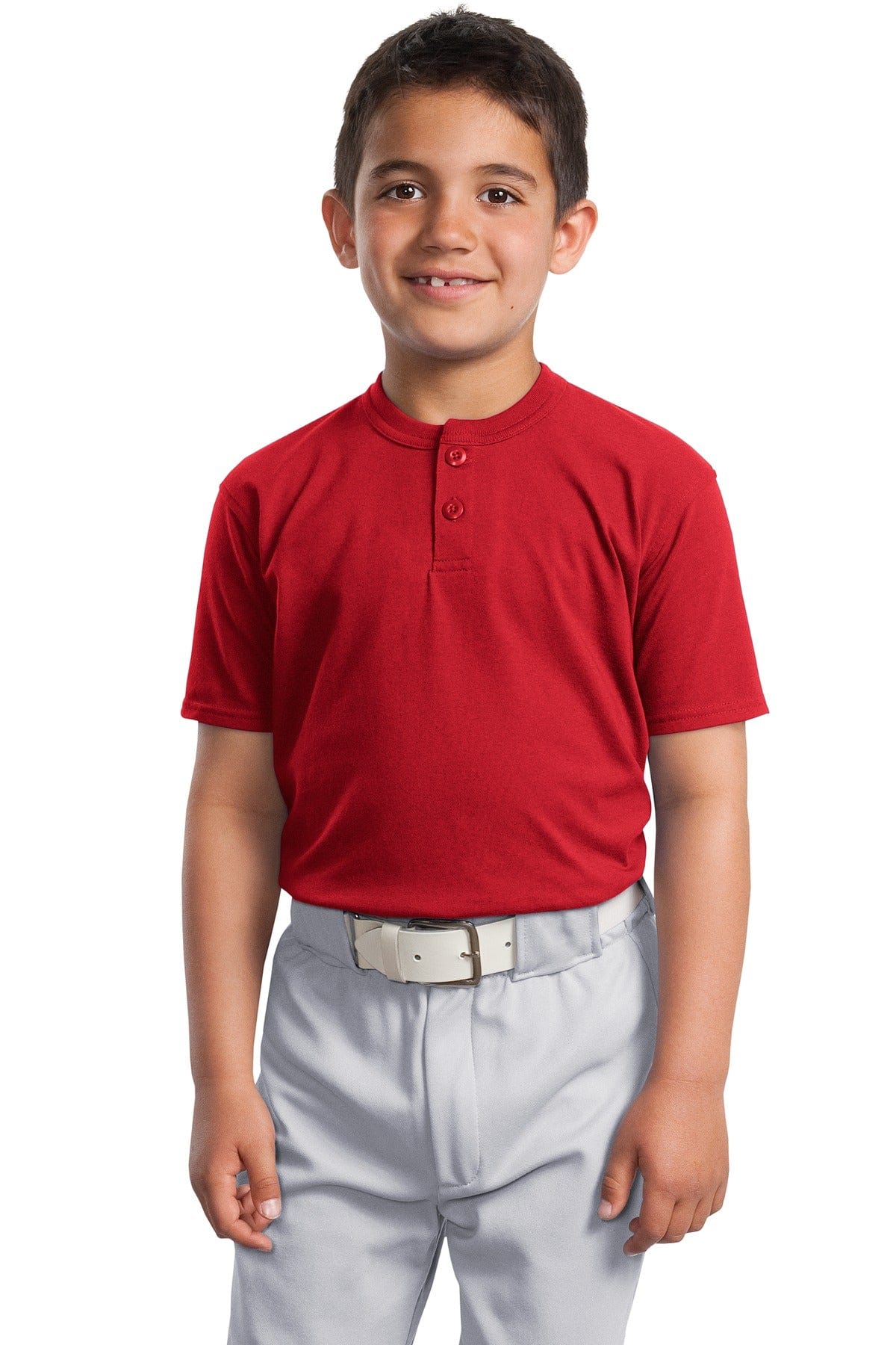 Sport-Tek Youth DISCONTINUED  Sport-Tek ®  Youth Short Sleeve Henley. YT210