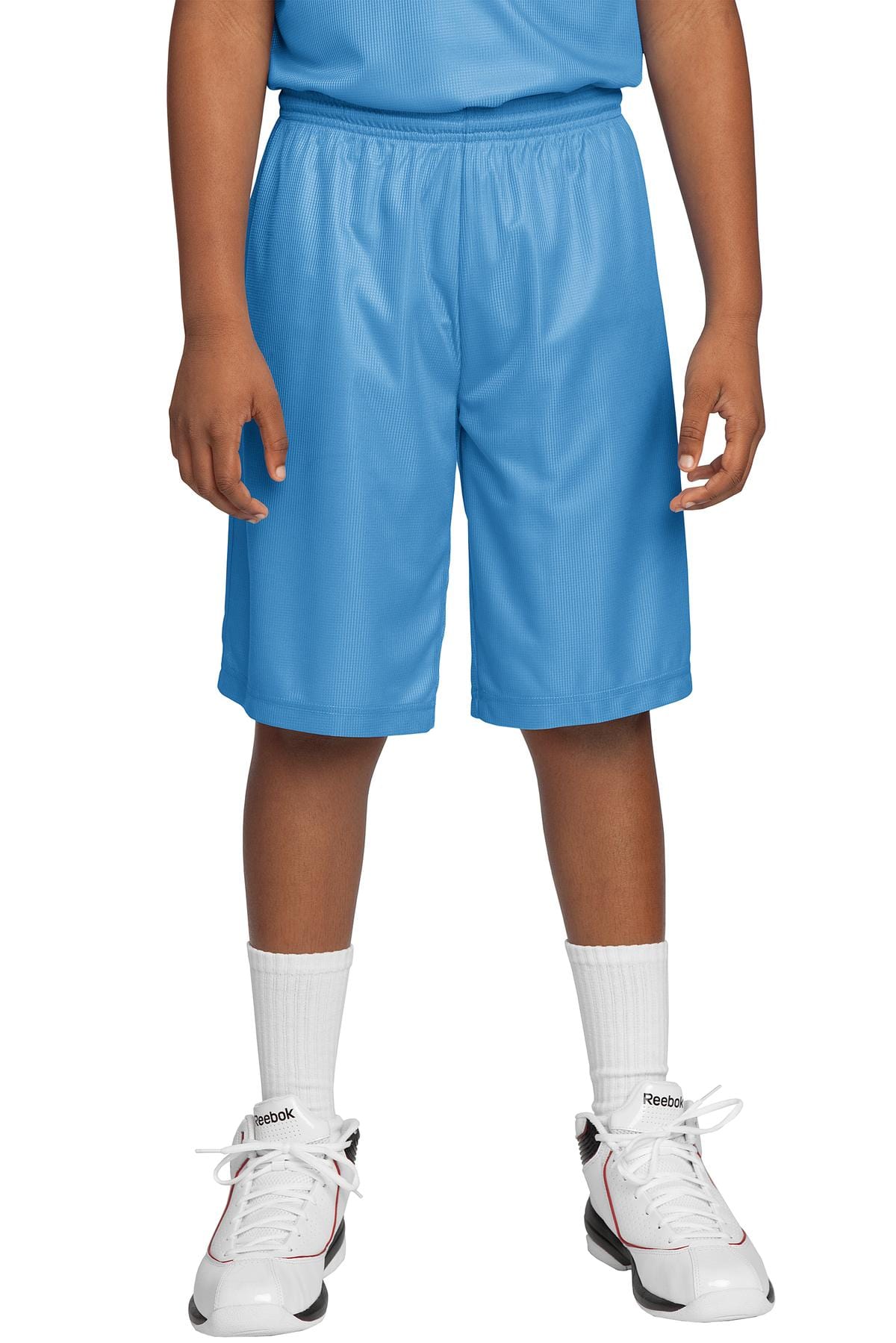 Sport-Tek Youth L / Carolina Blue DISCONTINUED  Sport-Tek ®  Youth PosiCharge ®  Mesh Reversible Short. YT560