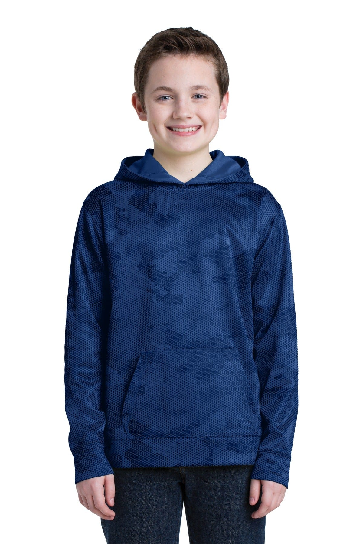 Sport-Tek Youth Sport-Tek YST240: Youth Sport-Wick CamoHex Fleece Hooded Pullover