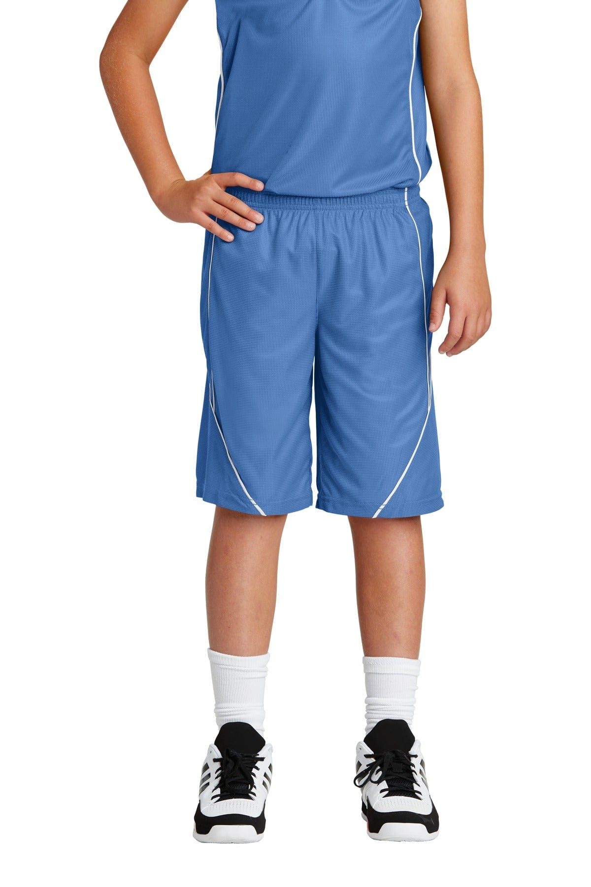 Sport-Tek Youth XS / Carolina Blue Sport-Tek YT565: Youth PosiCharge Mesh Reversible Spliced Short