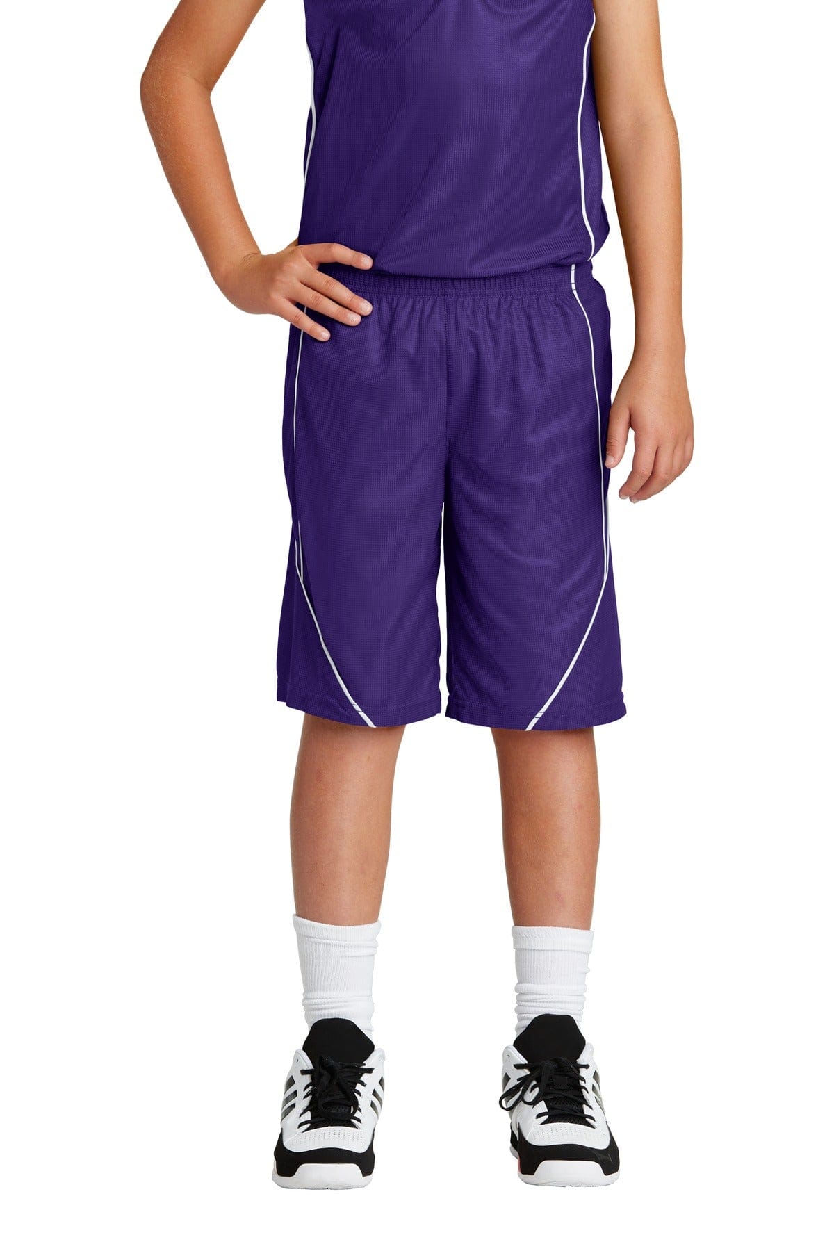 Sport-Tek Youth XS / Purple Sport-Tek YT565: Youth PosiCharge Mesh Reversible Spliced Short