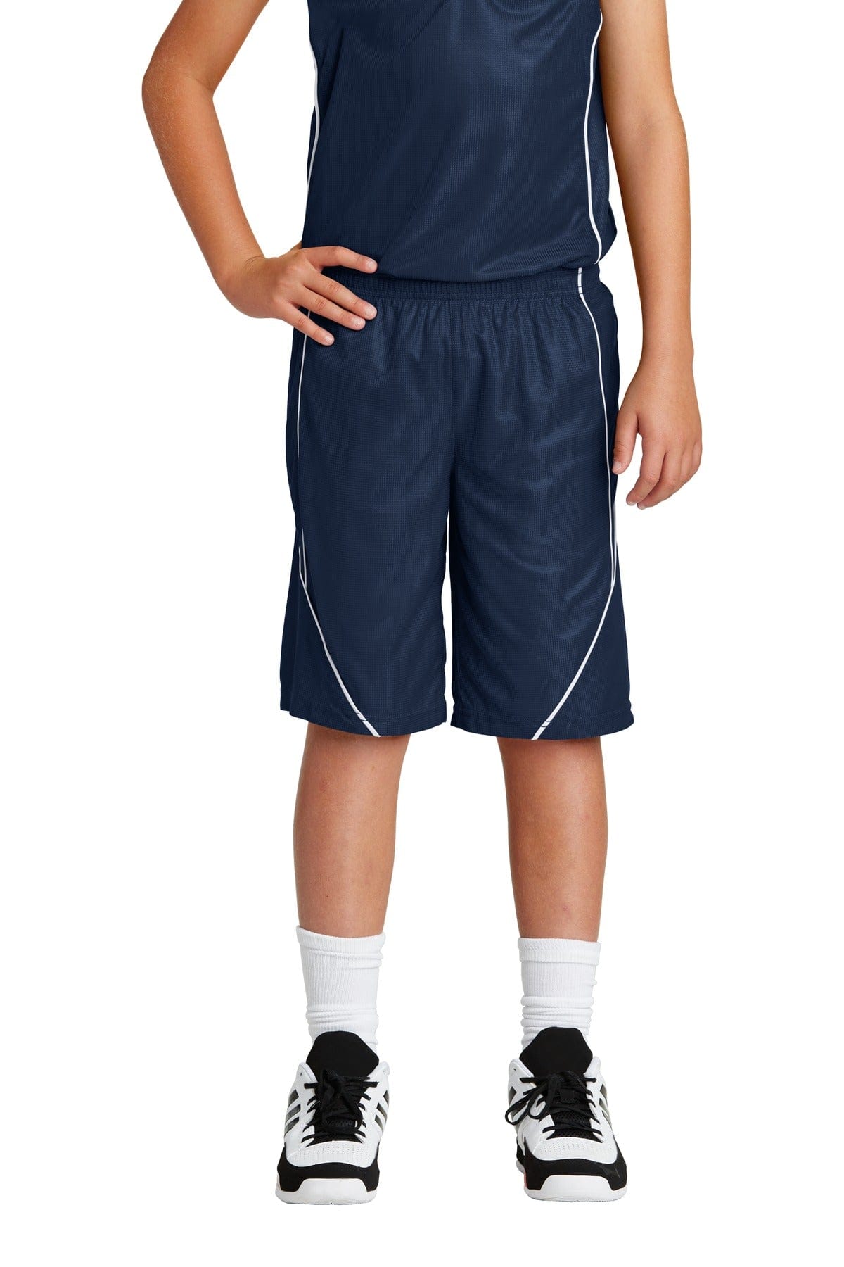 Sport-Tek Youth XS / True Navy Sport-Tek YT565: Youth PosiCharge Mesh Reversible Spliced Short