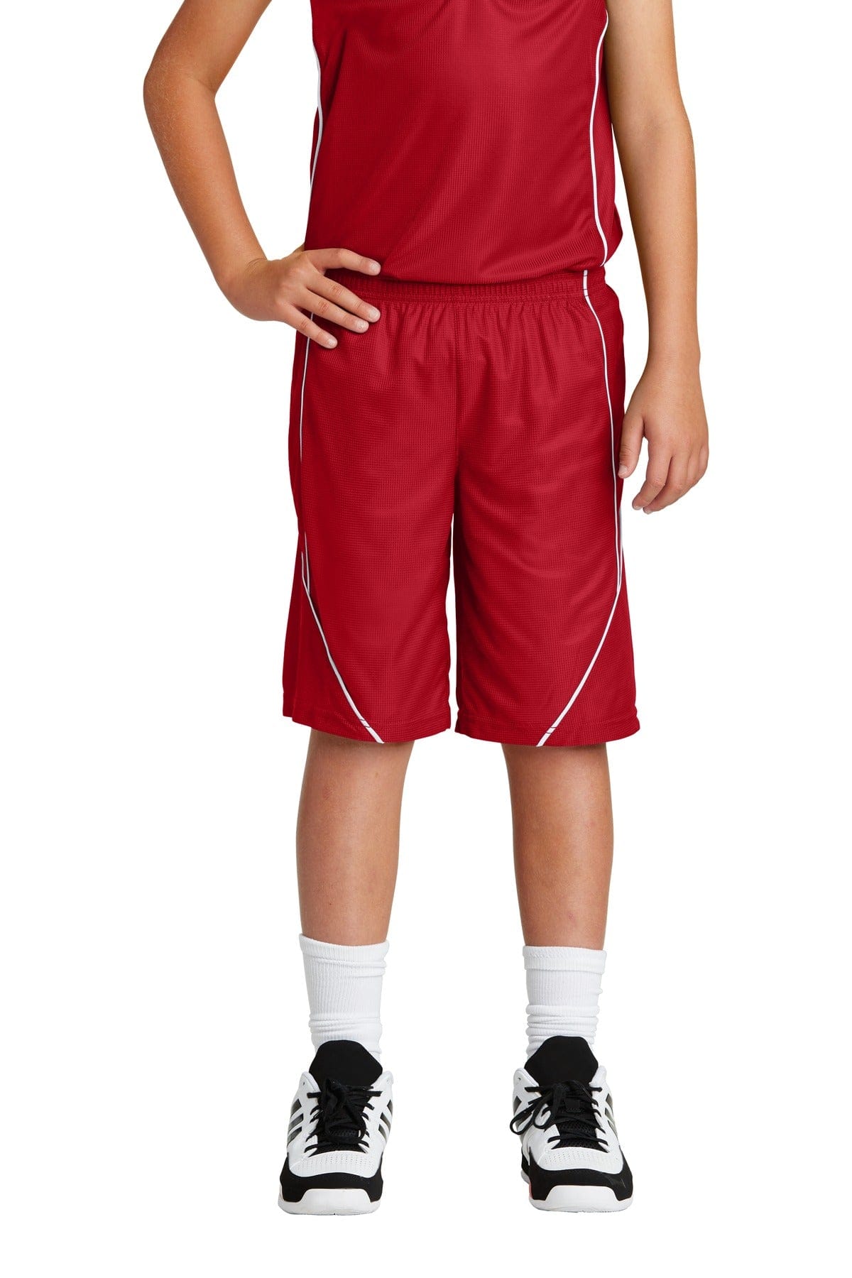 Sport-Tek Youth XS / True Red Sport-Tek YT565: Youth PosiCharge Mesh Reversible Spliced Short