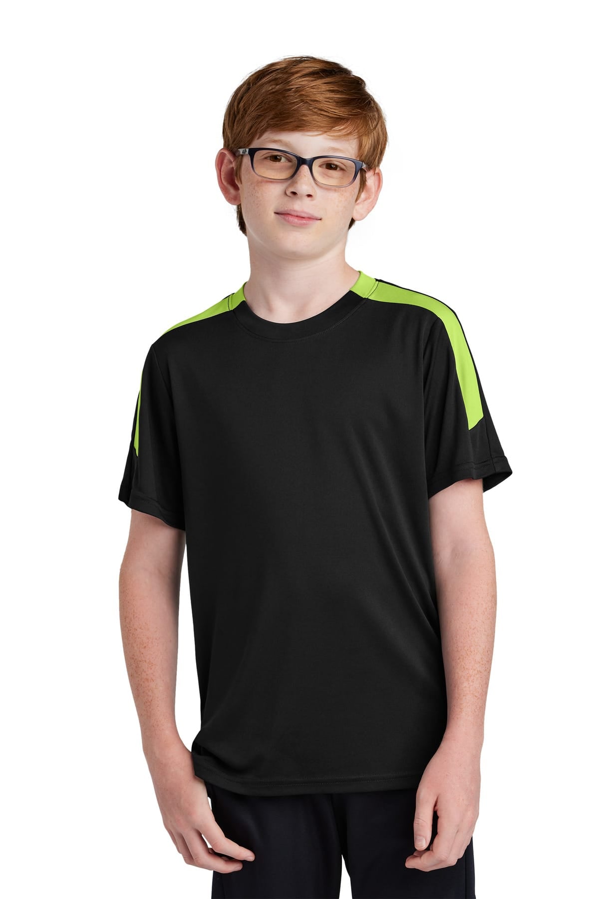 Sport-Tek YST100 XS / Black/ Lime Shock Sport-Tek YST100 Youth Competitor United Crew, PosiCharge
