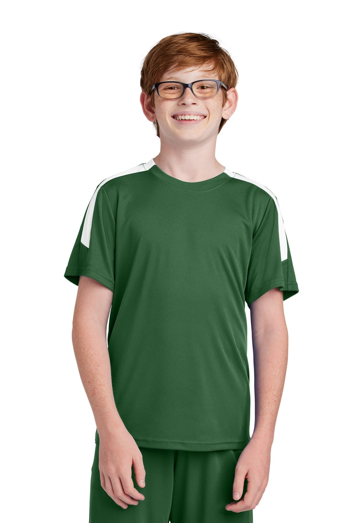 Sport-Tek YST100 XS / Forest Green/ White Sport-Tek YST100 Youth Competitor United Crew, PosiCharge