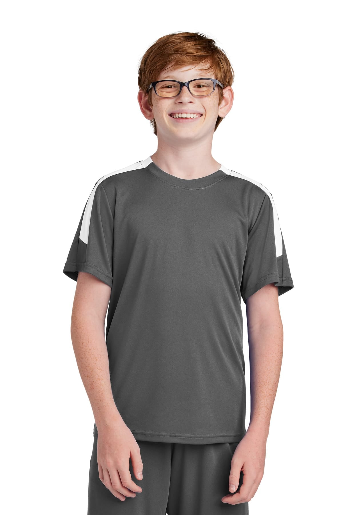 Sport-Tek YST100 XS / Iron Grey/ White Sport-Tek YST100 Youth Competitor United Crew, PosiCharge