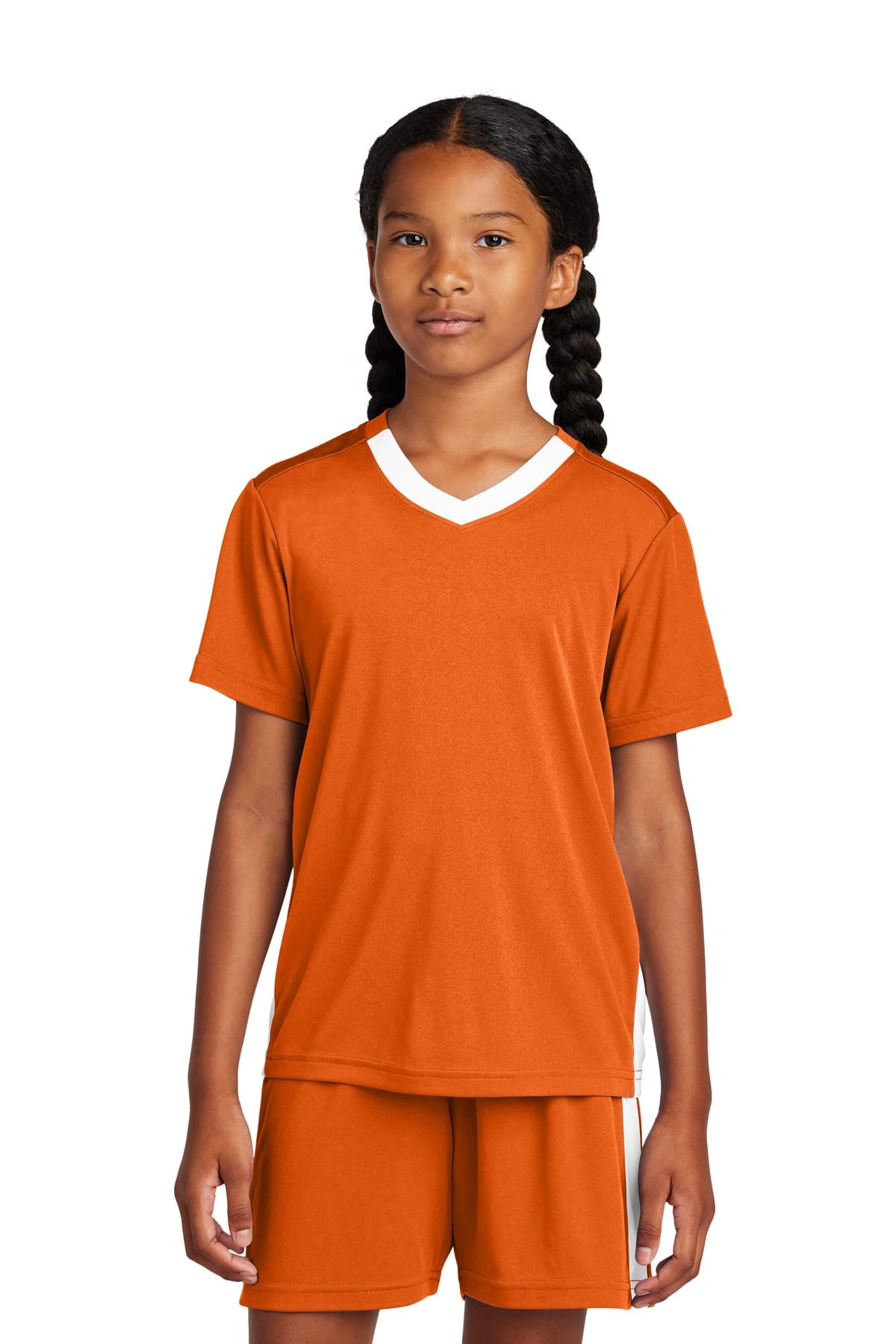 Sport-Tek YST101 XS / Deep Orange/ White Sport-Tek YST101 Youth Competitor United V-Neck