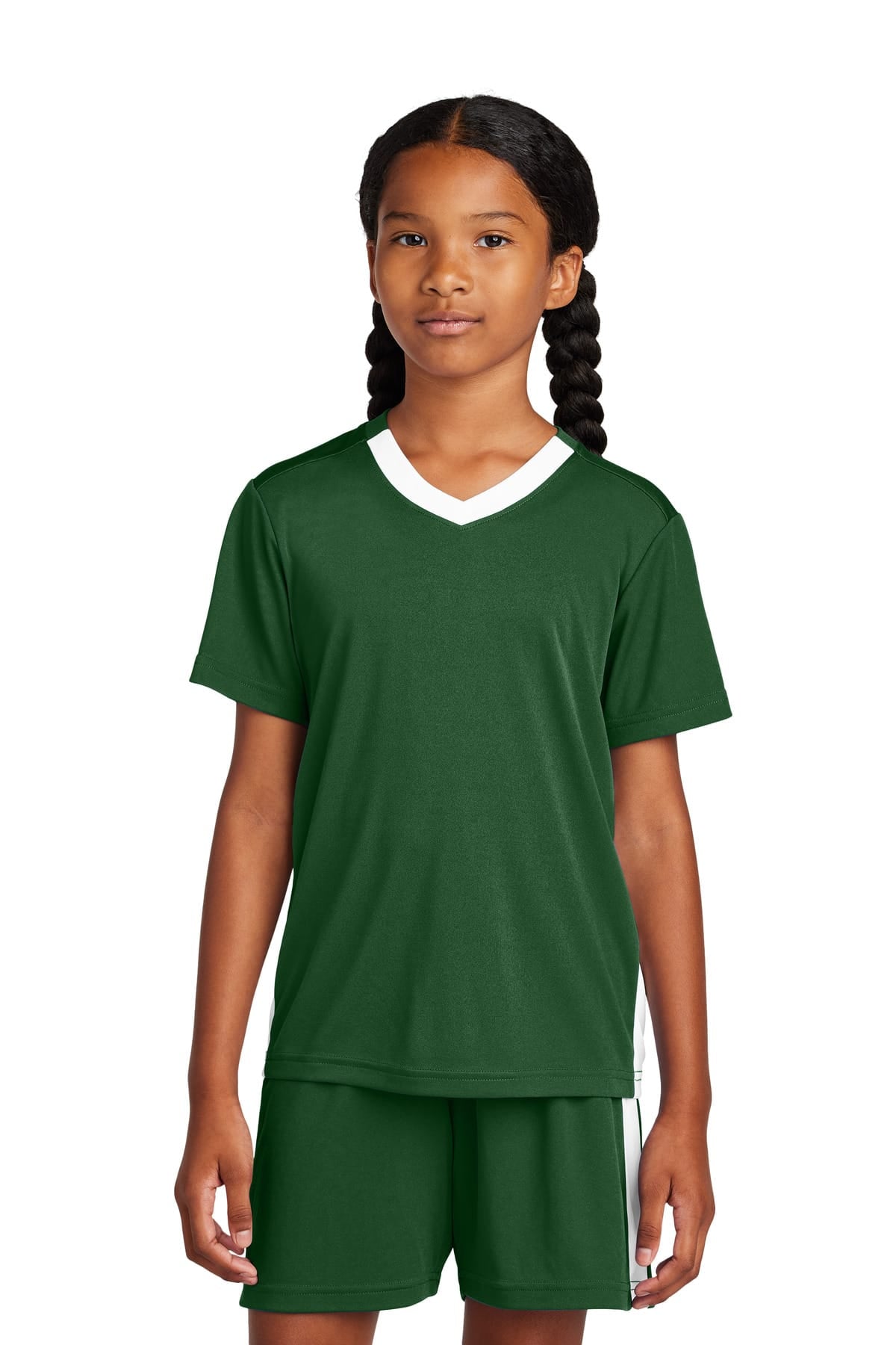 Sport-Tek YST101 XS / Forest Green/ White Sport-Tek YST101 Youth Competitor United V-Neck