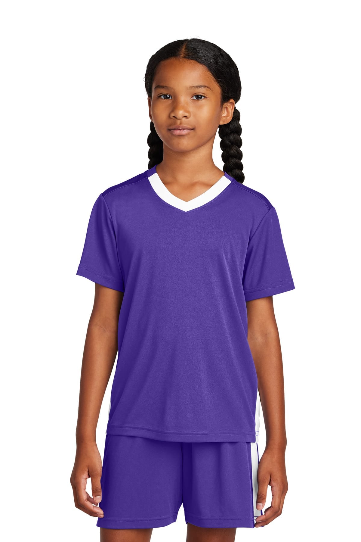 Sport-Tek YST101 XS / Purple/ White Sport-Tek YST101 Youth Competitor United V-Neck