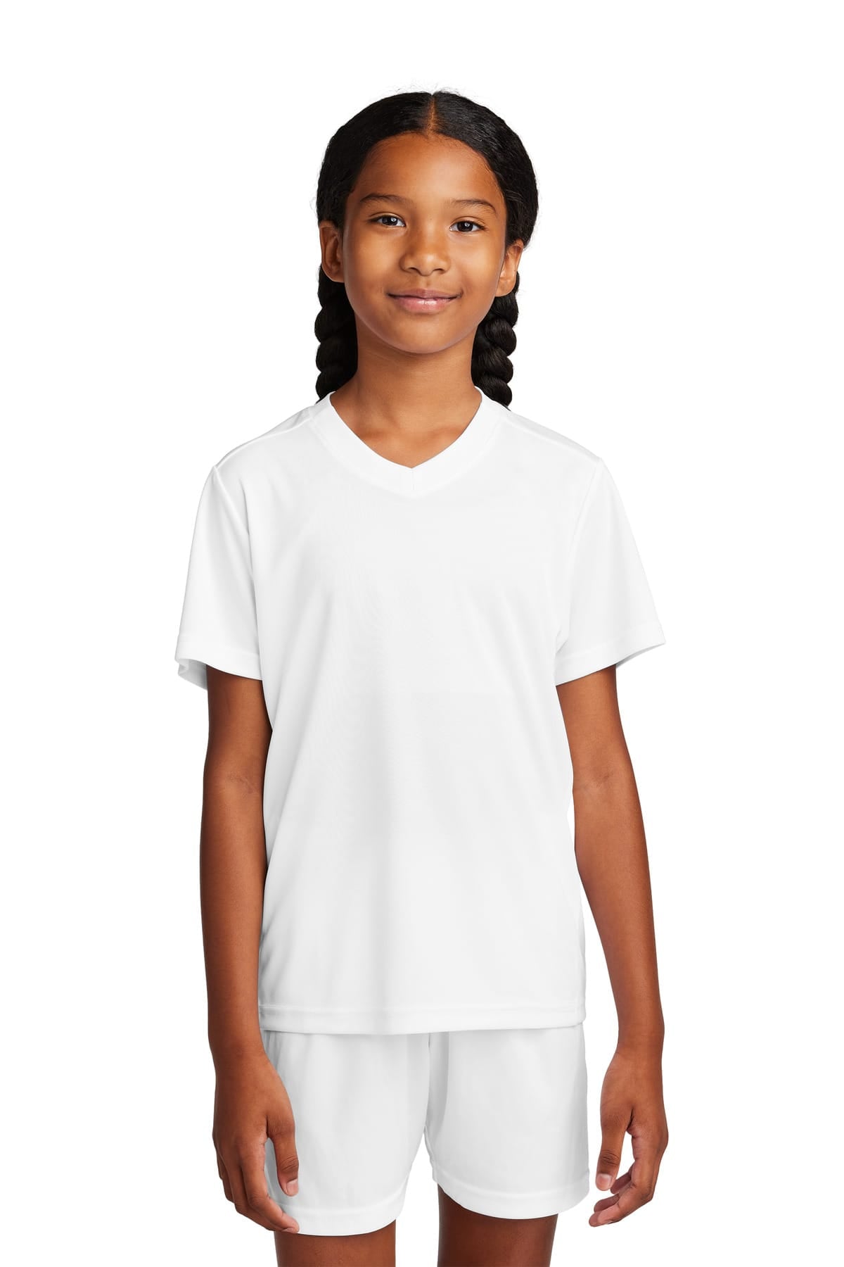 Sport-Tek YST101 XS / White/ White Sport-Tek YST101 Youth Competitor United V-Neck