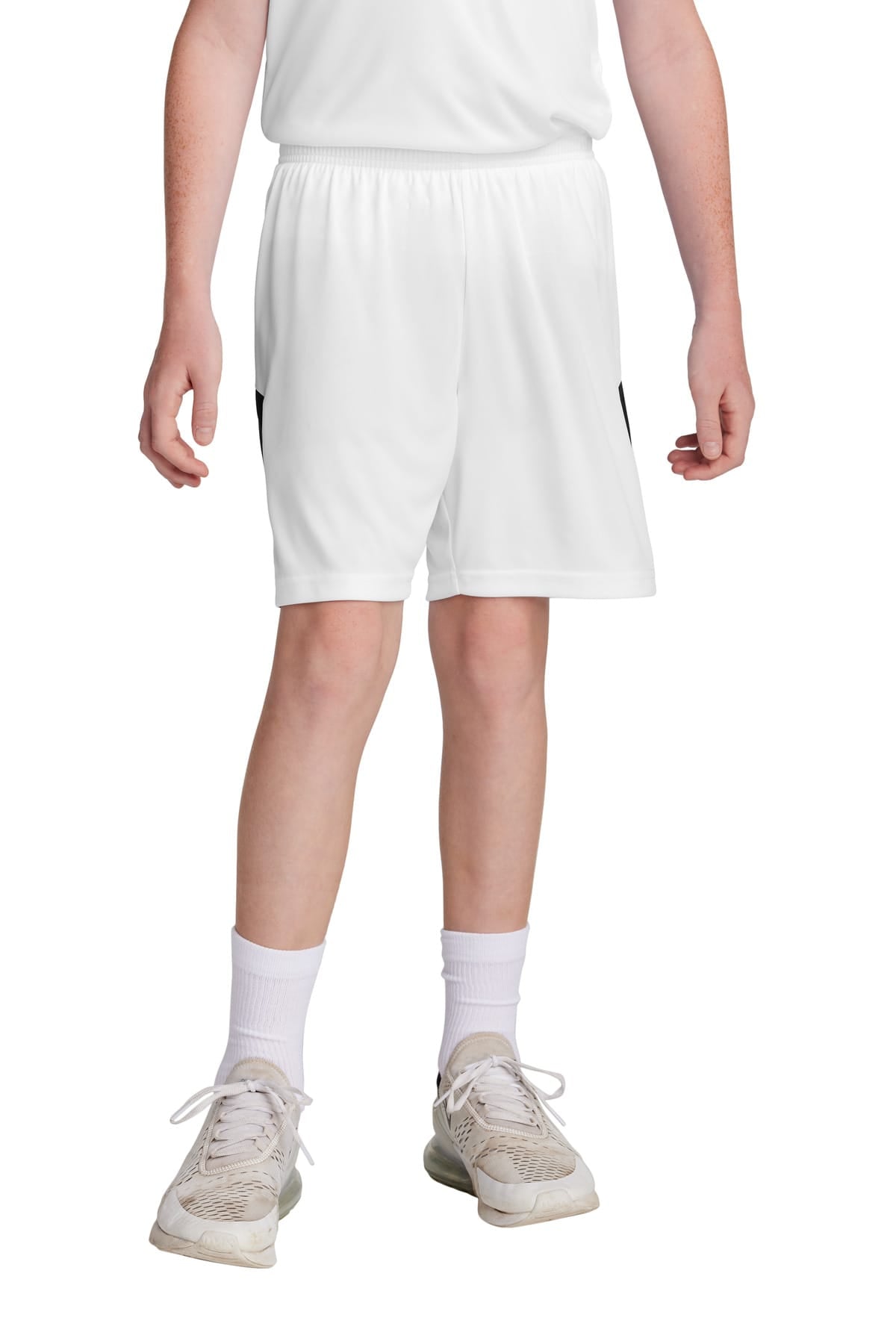 Sport-Tek YST103 XS / White/ Black Sport-Tek YST103 Youth Competitor United Short, 5" Inseam