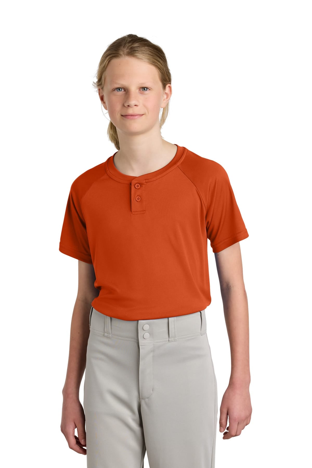 Sport-Tek YST359 XS / Deep Orange Sport-Tek YST359 Youth PosiCharge Competitor 2-Button Henley