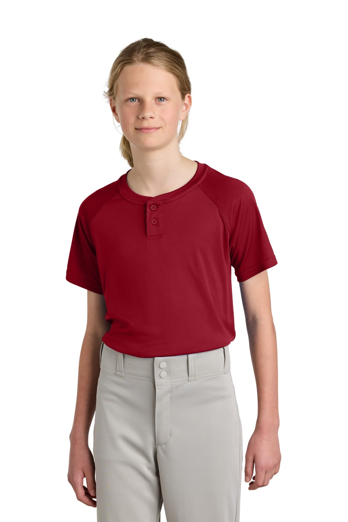 Sport-Tek YST359 XS / Deep Red Sport-Tek YST359 Youth PosiCharge Competitor 2-Button Henley
