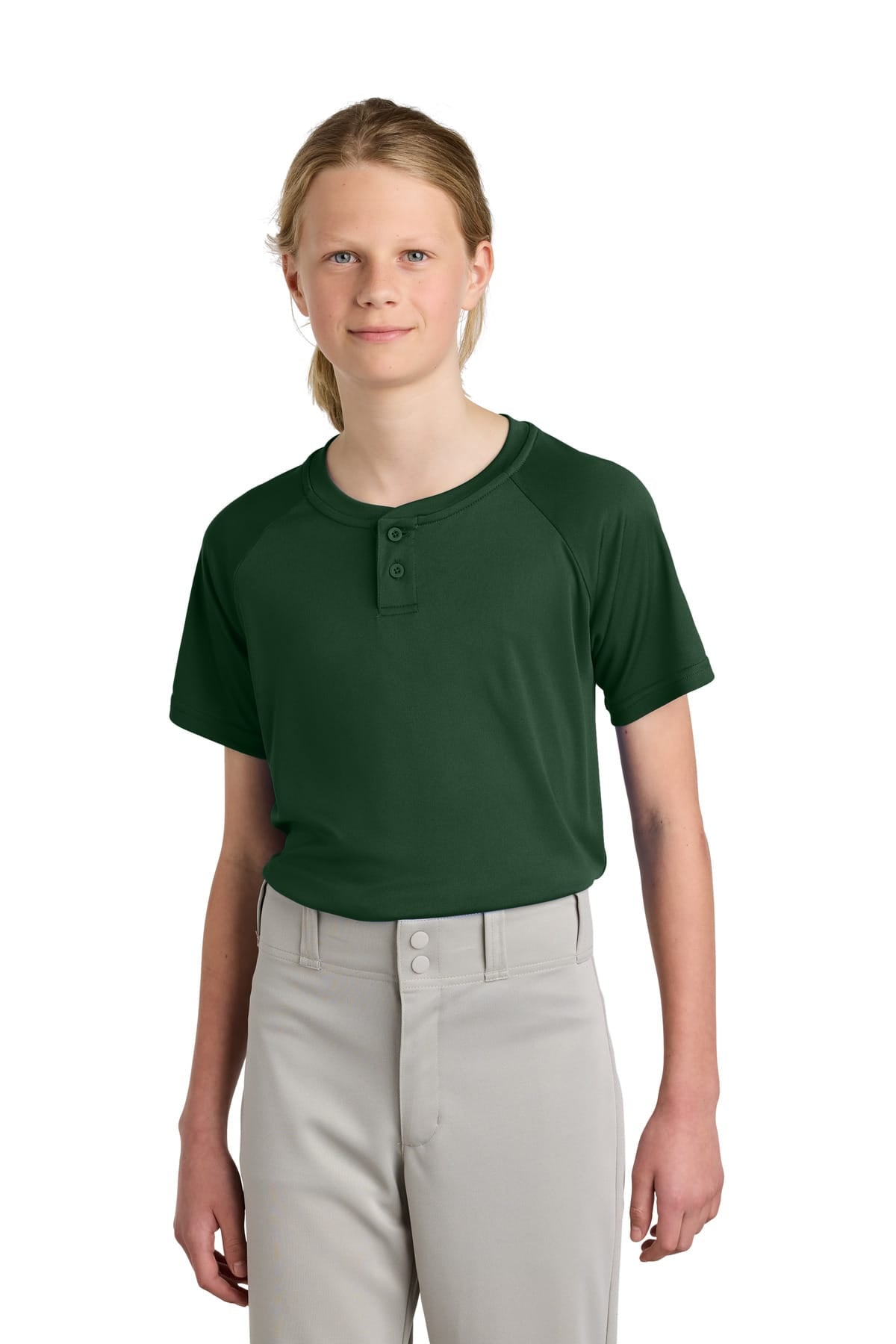 Sport-Tek YST359 XS / Forest Green Sport-Tek YST359 Youth PosiCharge Competitor 2-Button Henley