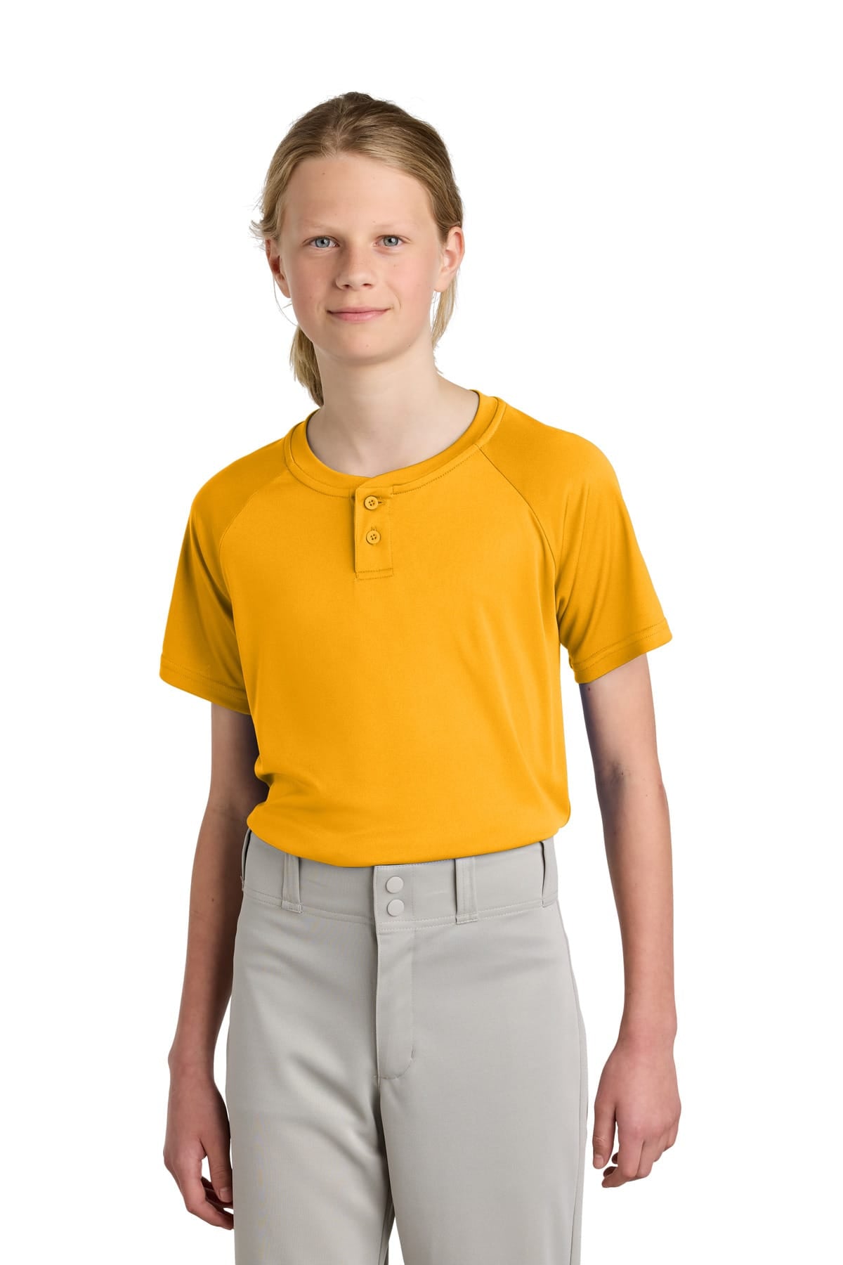 Sport-Tek YST359 XS / Gold Sport-Tek YST359 Youth PosiCharge Competitor 2-Button Henley