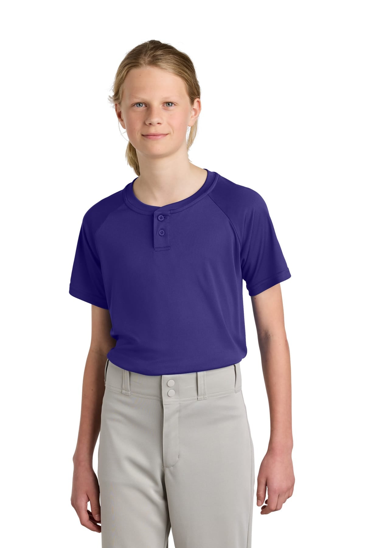 Sport-Tek YST359 XS / Purple Sport-Tek YST359 Youth PosiCharge Competitor 2-Button Henley