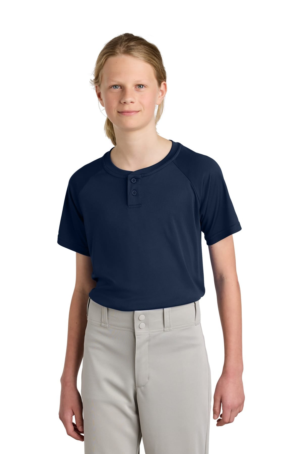 Sport-Tek YST359 XS / True Navy Sport-Tek YST359 Youth PosiCharge Competitor 2-Button Henley