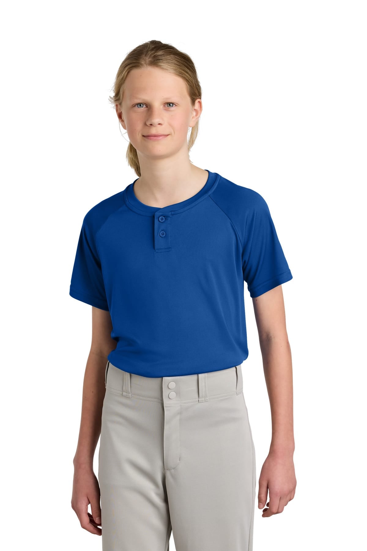 Sport-Tek YST359 XS / True Royal Sport-Tek YST359 Youth PosiCharge Competitor 2-Button Henley