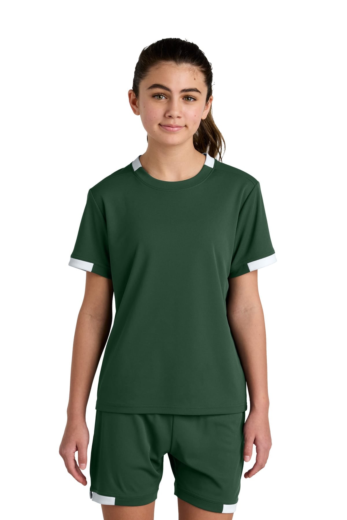 Sport-Tek YST440 XS / Forest Green/ White Sport-Tek YST440 Youth Club Short Sleeve Crew