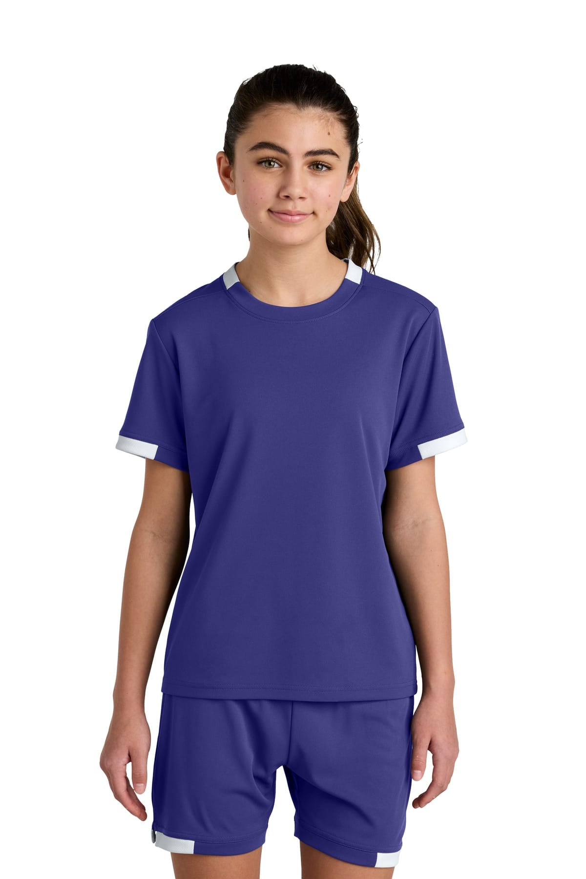Sport-Tek YST440 XS / Purple/ White Sport-Tek YST440 Youth Club Short Sleeve Crew