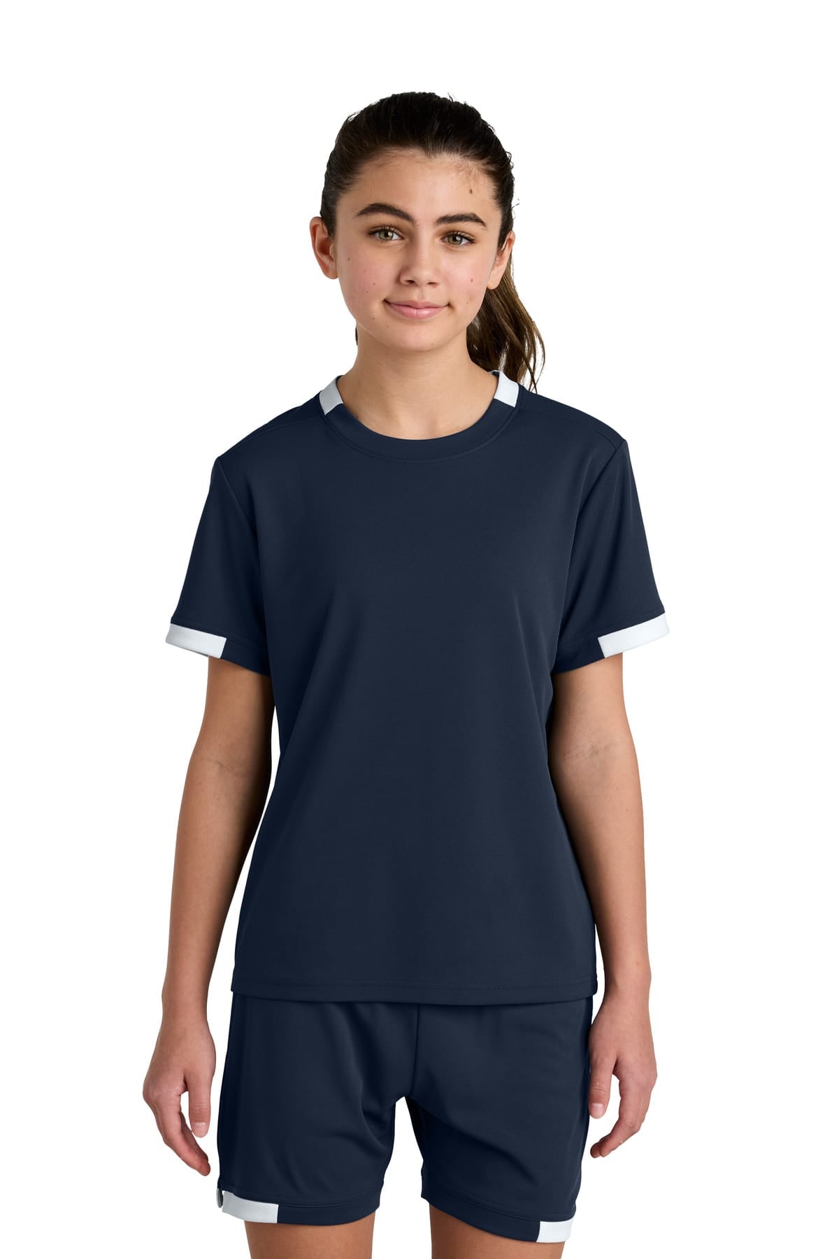 Sport-Tek YST440 XS / True Navy/ White Sport-Tek YST440 Youth Club Short Sleeve Crew